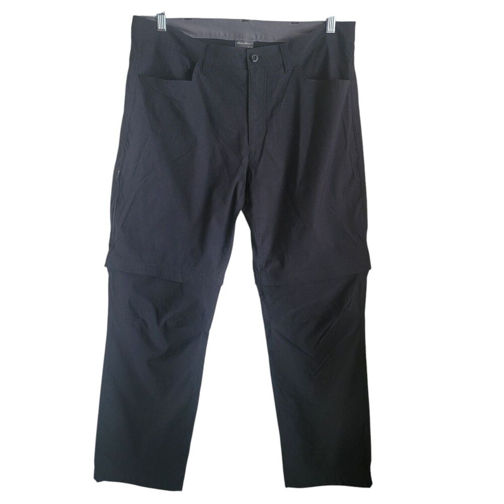 Eddie Bauer Zip Off Hiking Pants Men's Size 36 X 32 Black Stretch Gorpcore Comfy